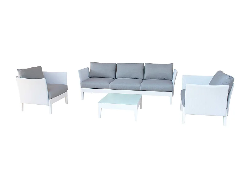 MilaniHome.it - Salotto Da Giardino Set In Alluminio 3 Posti Bianco Da Esterno Portico Terrazzodi coloreBianco