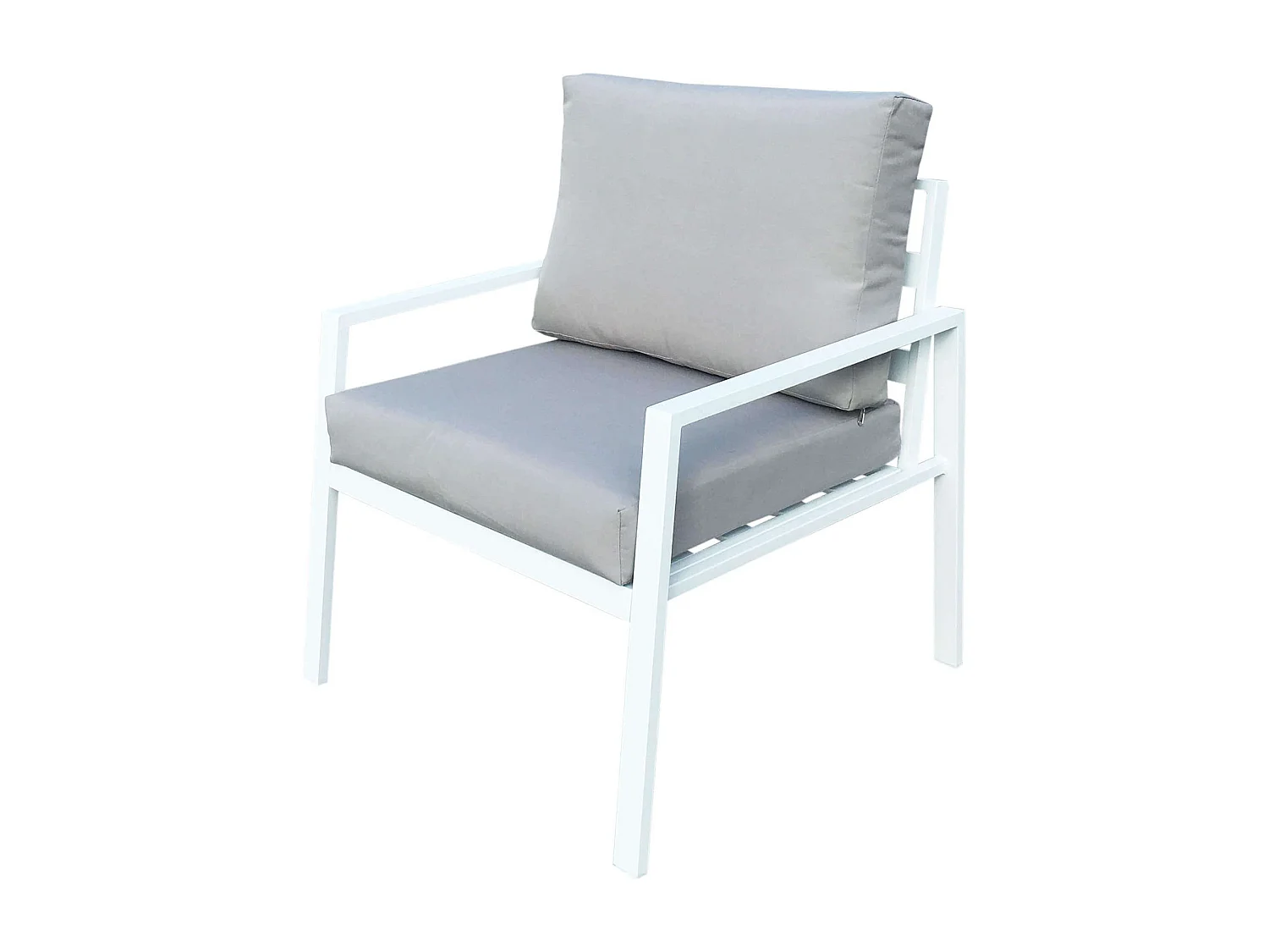 MilaniHome.it - Salotto da Giardino in Alluminio con Cuscini in Poliestere e Tavolino Rettangolare in Color Biancodi coloreBianco