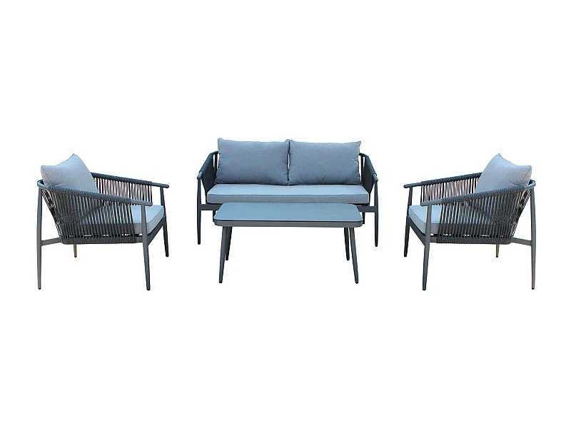 MilaniHome.it - salotto da giardino in alluminio e corda 4 posti per giardino da esterno porticodi coloreGrigio scuro