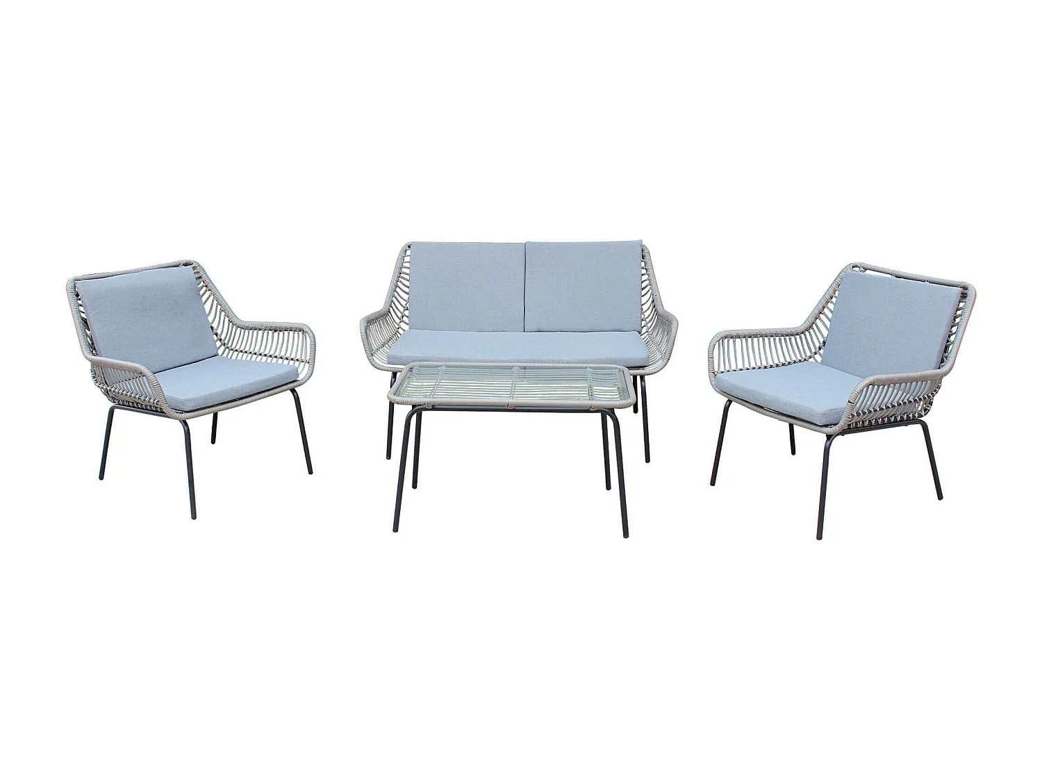 MilaniHome.it - salotto da giardino 4 posti di design moderno per esterno di coloreGrigio scuro