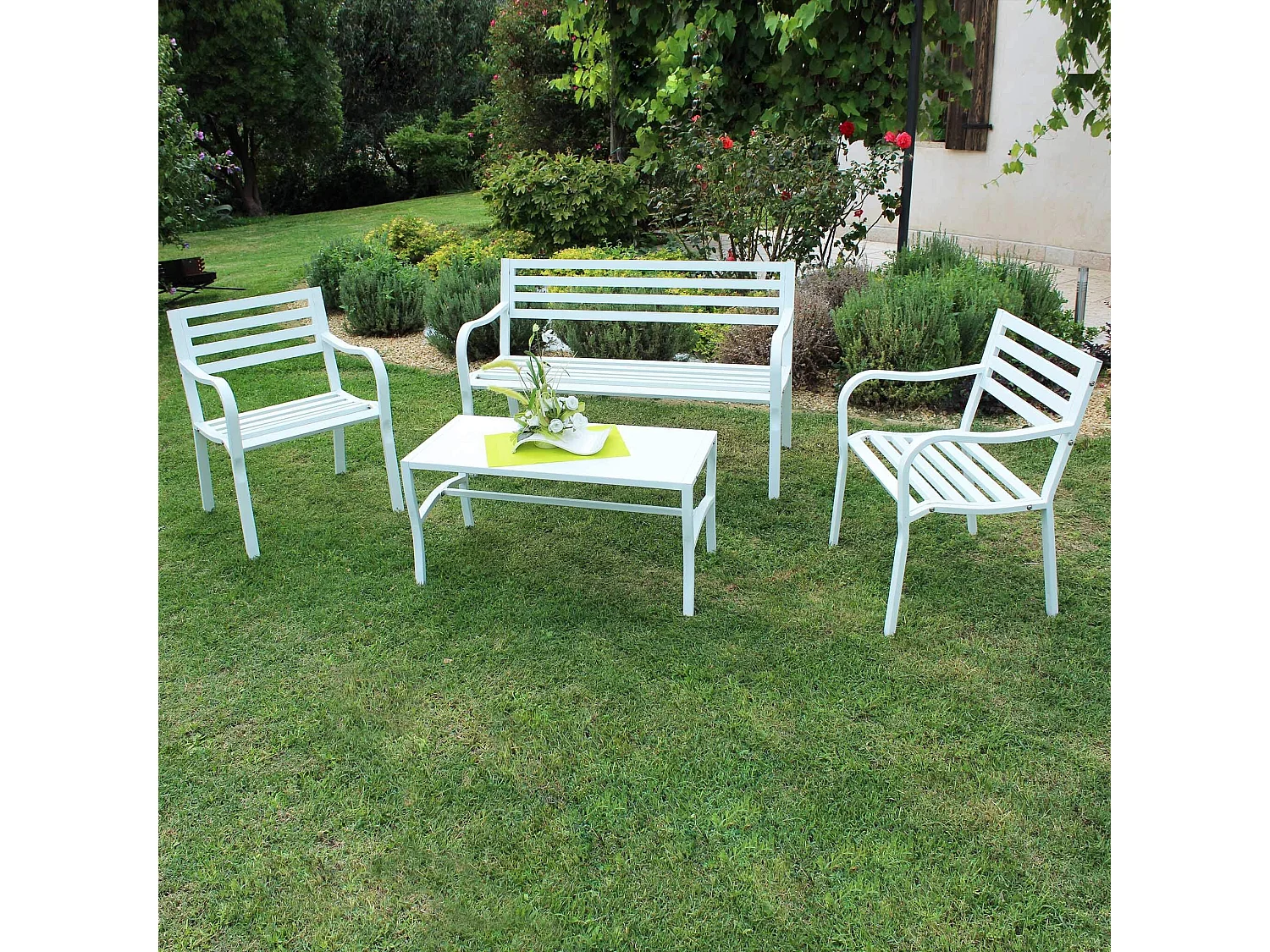 MilaniHome.it - Tavolino In Ferro Bianco Per Esterno Giardino, Portico, Ristorante, Gelateria Bar Hotel Albergodi coloreBianco