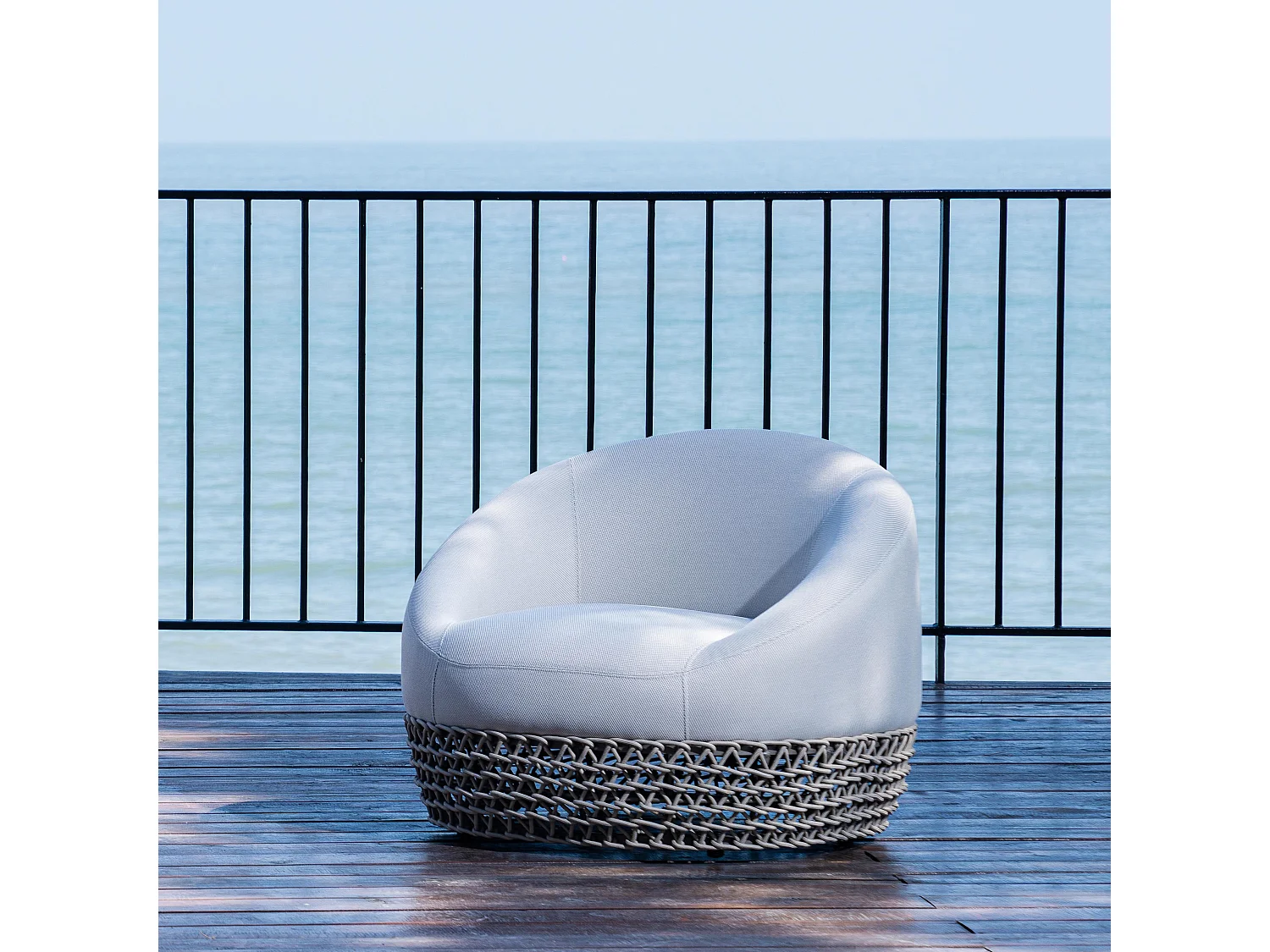 MilaniHome.it - poltrona da esterno in alluminio e corda di design per esterno giardino cm 91 l x 91 p x 71 hdi coloreBeige