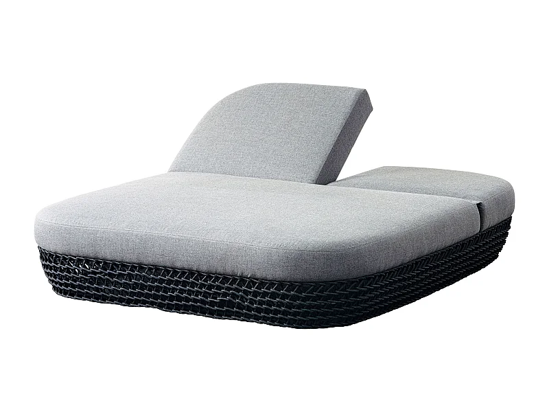 MilaniHome.it - lettino da esterno in alluminio e corda di design per esterno giardino cm 151 l x 205 p x 36 hdi coloreGrigio