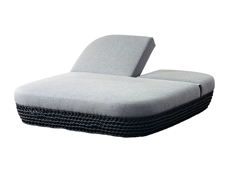 MilaniHome.it - lettino da esterno in alluminio e corda di design per esterno giardino cm 151 l x 205 p x 36 hdi coloreGrigio