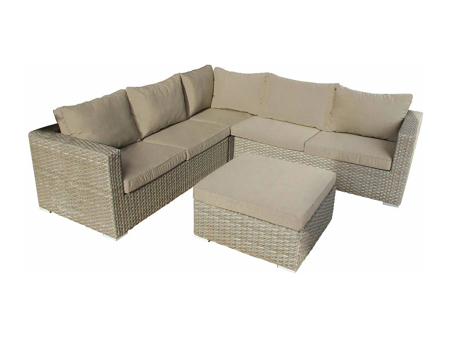MilaniHome.it - Salotto Da Giardino Set Ad Angolo Set 2 Divani Marrone Con Cuscini Intreccio In Rattan Sintetico Per Esternodi coloreMarrone
