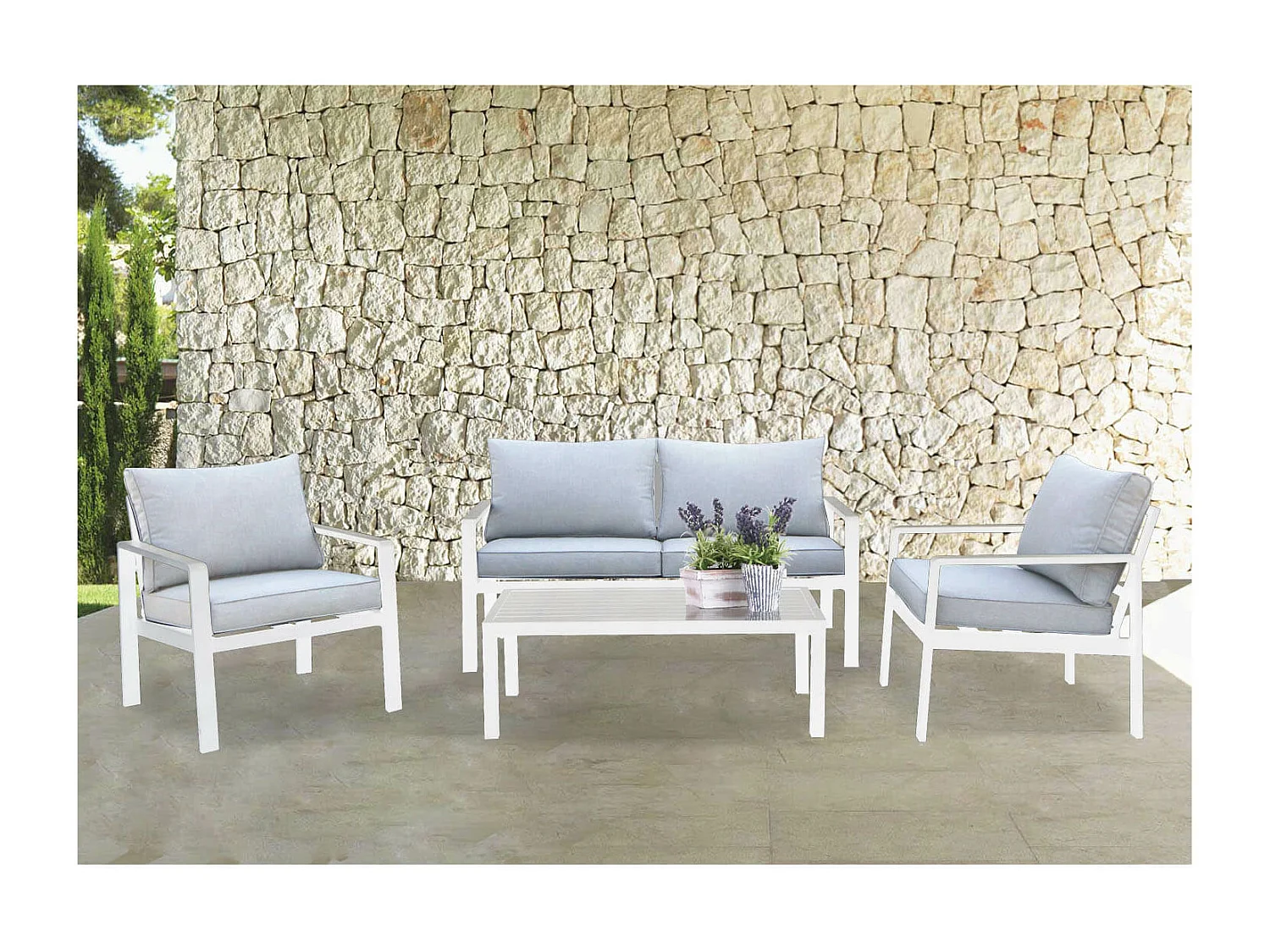 MilaniHome.it - salotto da giardino 4 posti di design moderno per esterno di coloreBianco