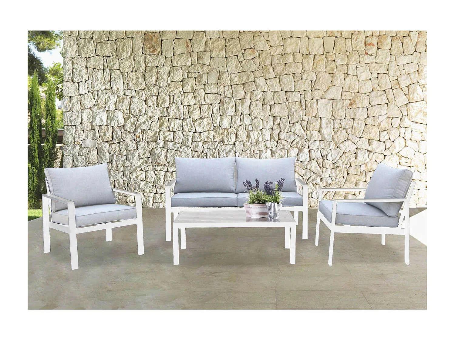 MilaniHome.it - salotto da giardino 4 posti di design moderno per esterno di coloreBianco