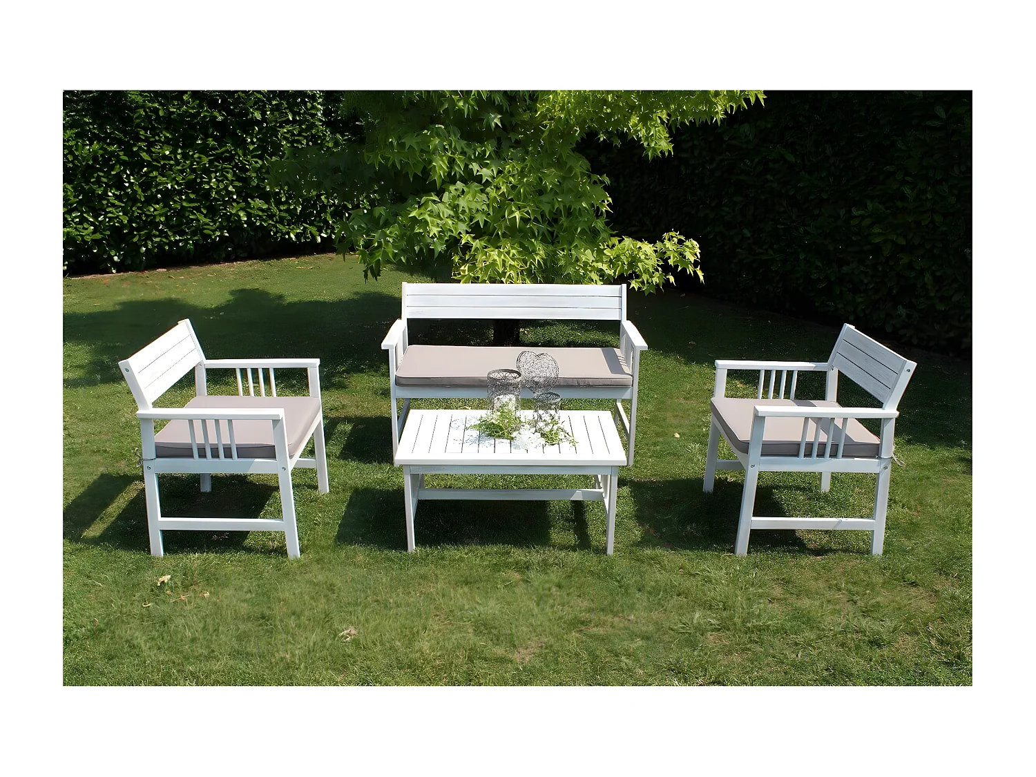 MilaniHome.it - Salotto Da Giardino Set In Legno Di Acacia Bianco 2 Posti Per Esterno Portico Ristorante Bar Hoteldi coloreBianco