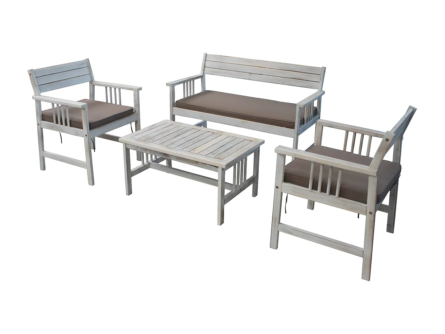 MilaniHome.it - Salotto Da Giardino Set In Legno Di Acacia Bianco 2 Posti Per Esterno Portico Ristorante Bar Hoteldi coloreBianco