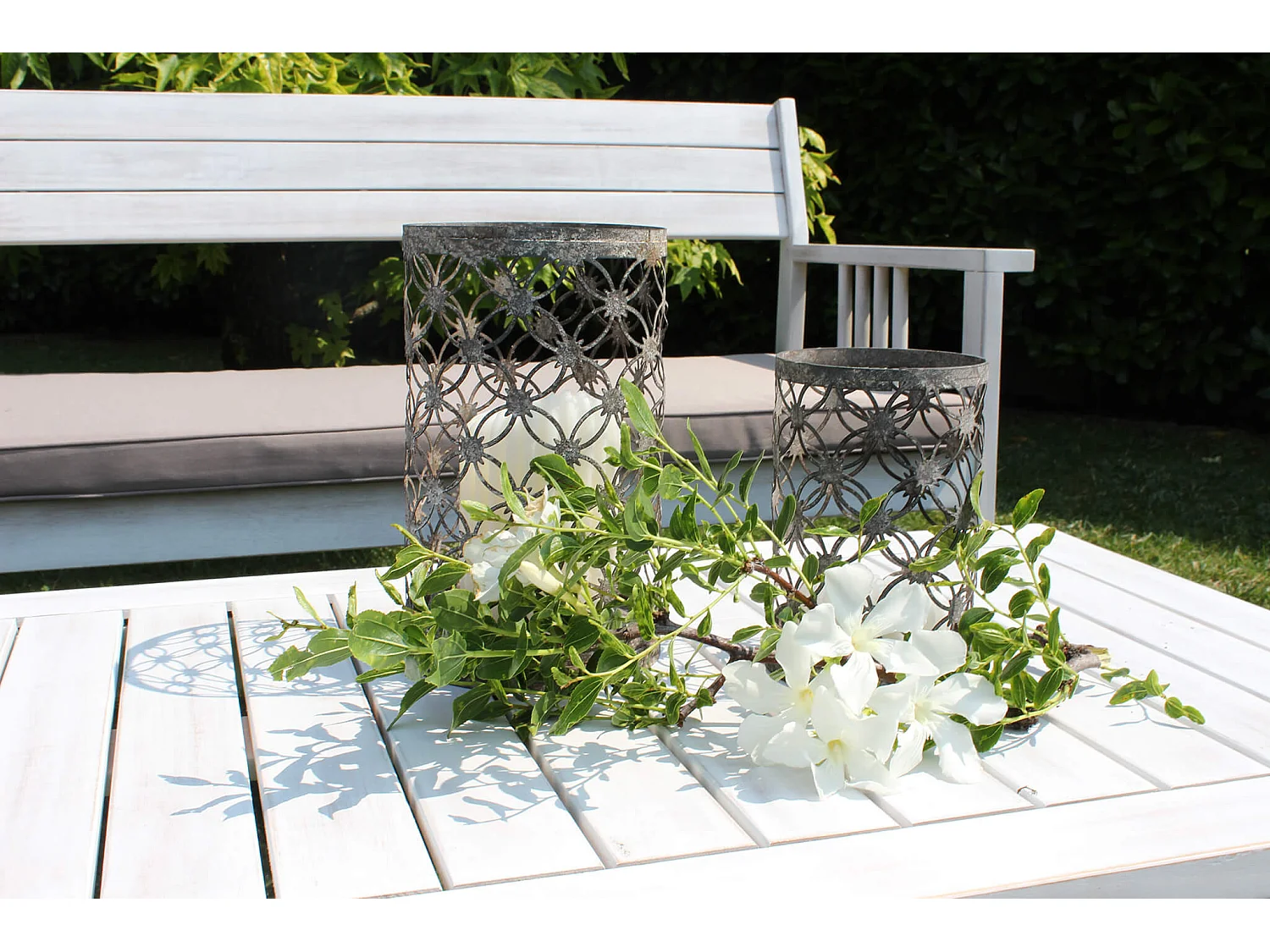 MilaniHome.it - Salotto Da Giardino Set In Legno Di Acacia Bianco 2 Posti Per Esterno Portico Ristorante Bar Hoteldi coloreBianco