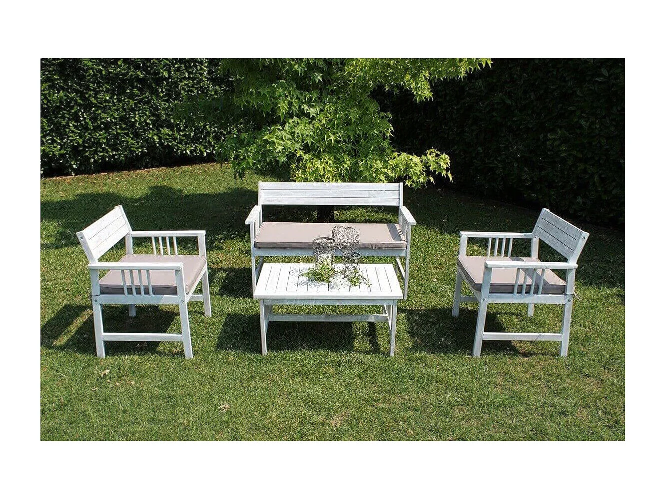 MilaniHome.it - Salotto Da Giardino Set In Legno Di Acacia Bianco 2 Posti Per Esterno Portico Ristorante Bar Hoteldi coloreBianco