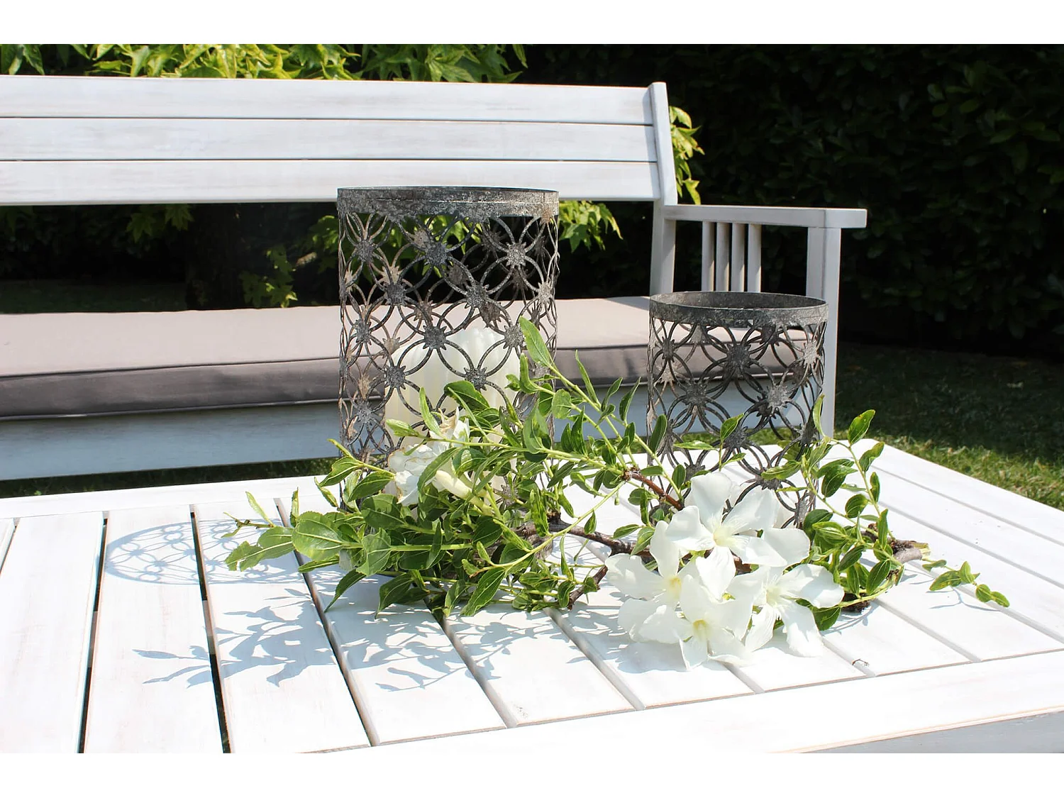 MilaniHome.it - Salotto Da Giardino Set In Legno Di Acacia Bianco 2 Posti Per Esterno Portico Ristorante Bar Hoteldi coloreBianco