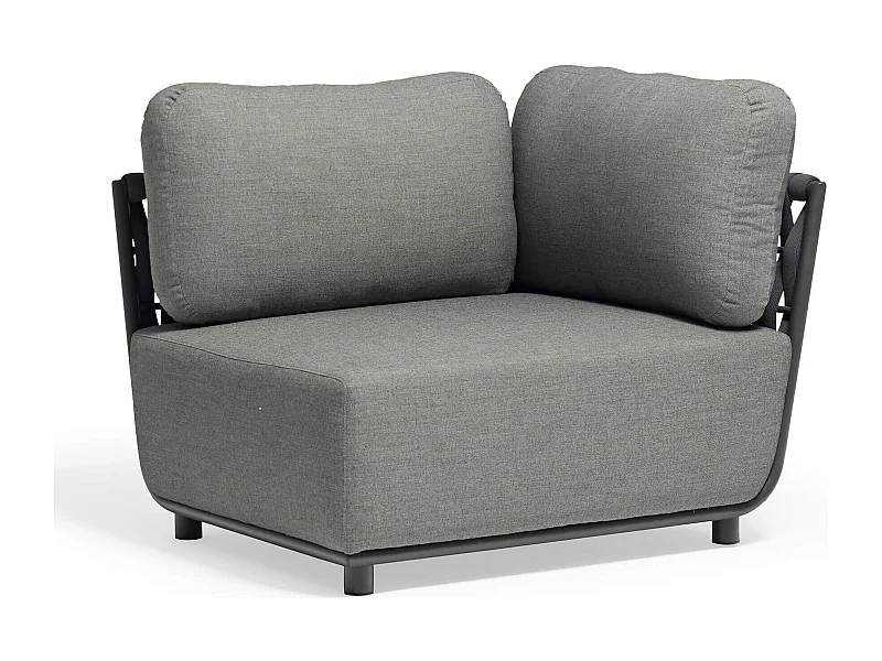 MilaniHome.it - Poltrona angolare destra componibile design moderno per esterno cm 102 x 85 x 83 hdi coloreAntracite