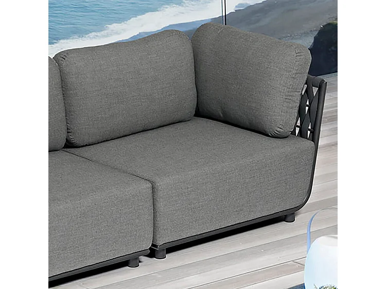 MilaniHome.it - Poltrona angolare destra componibile design moderno per esterno cm 102 x 85 x 83 hdi coloreAntracite