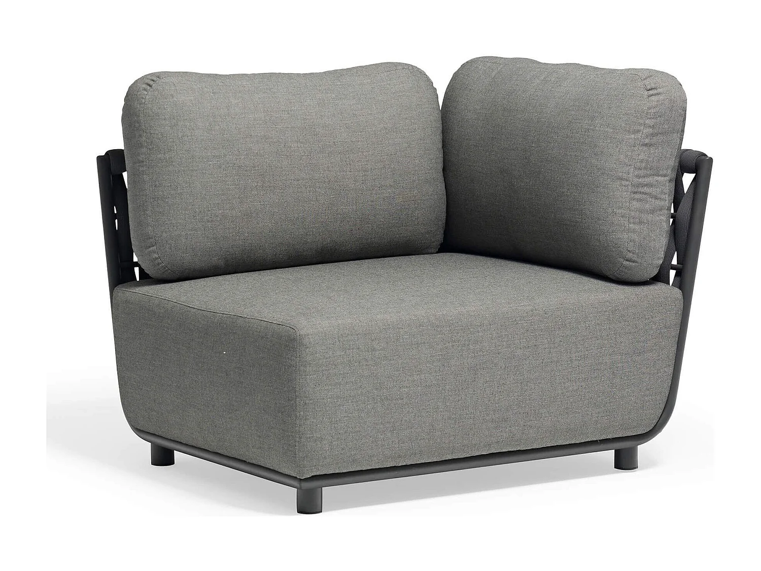 MilaniHome.it - Poltrona angolare destra componibile design moderno per esterno cm 102 x 85 x 83 hdi coloreAntracite