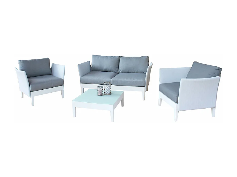 MilaniHome.it - Salotto Da Giardino Set In Alluminio 2 Posti Bianco Per Esterno Giardino Portico Terrazzo Locali Bar Pasticceriedi coloreBianco