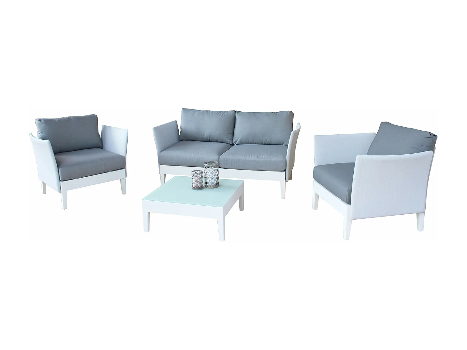 MilaniHome.it - Salotto Da Giardino Set In Alluminio 2 Posti Bianco Per Esterno Giardino Portico Terrazzo Locali Bar Pasticceriedi coloreBianco