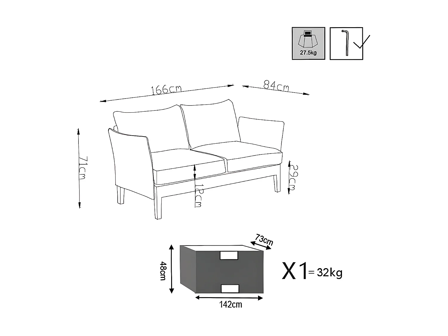 MilaniHome.it - Salotto Da Giardino Set In Alluminio 2 Posti Bianco Per Esterno Giardino Portico Terrazzo Locali Bar Pasticceriedi coloreBianco