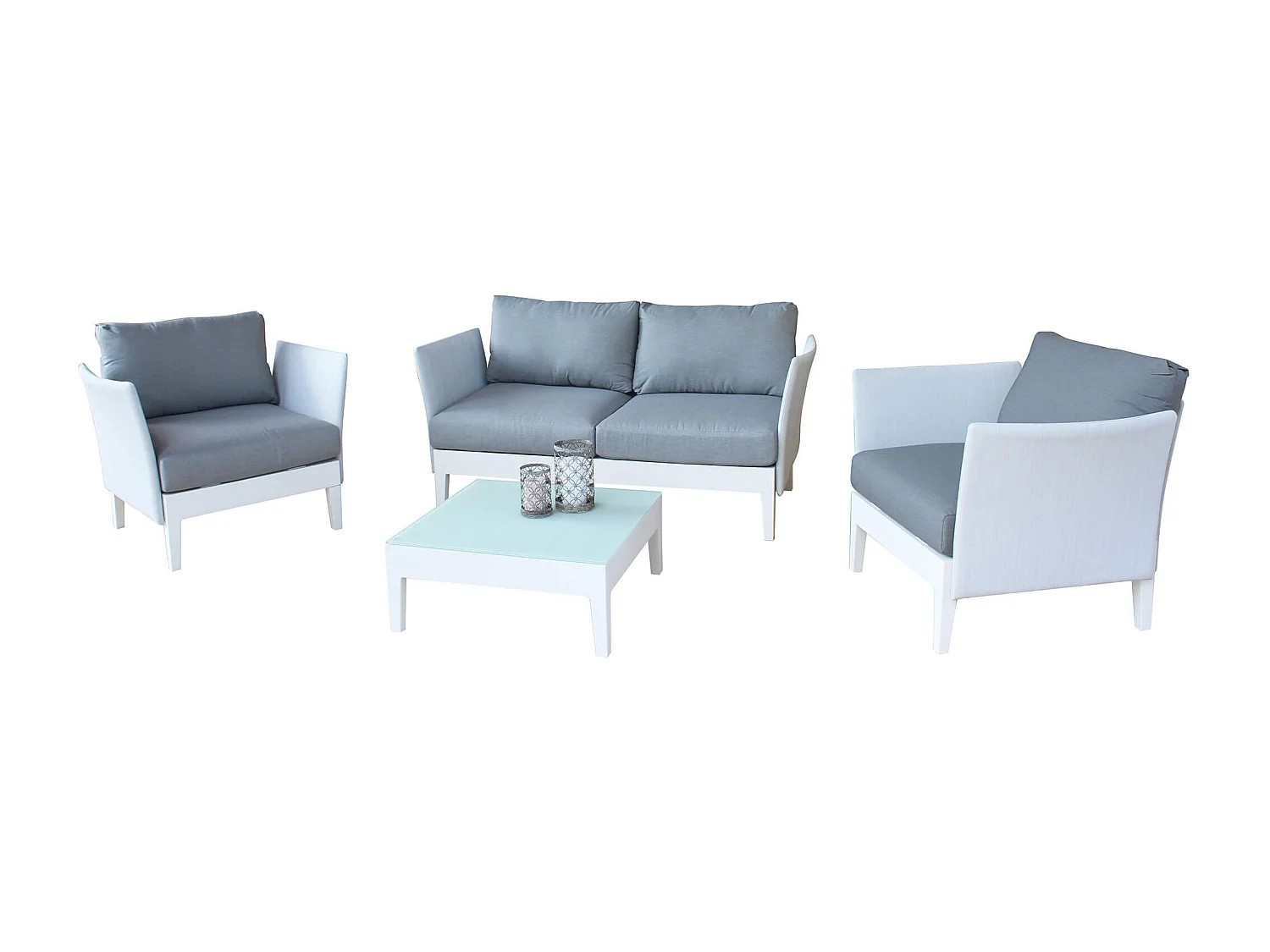 MilaniHome.it - Salotto Da Giardino Set In Alluminio 2 Posti Bianco Per Esterno Giardino Portico Terrazzo Locali Bar Pasticceriedi coloreBianco