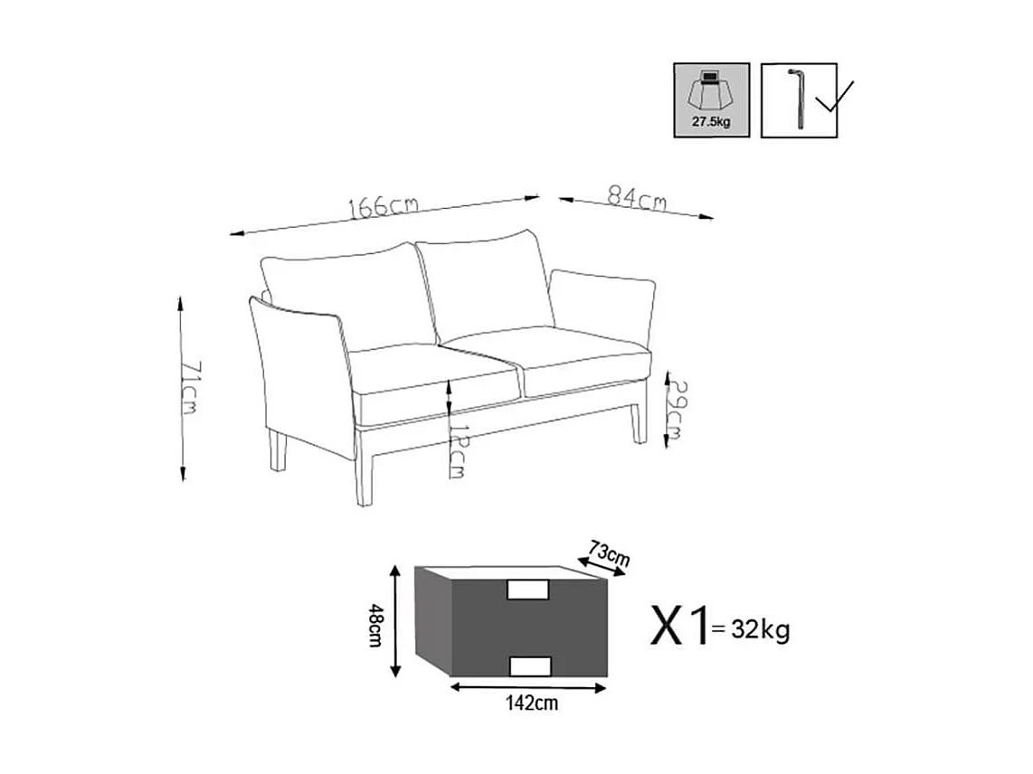 MilaniHome.it - Salotto Da Giardino Set In Alluminio 2 Posti Bianco Per Esterno Giardino Portico Terrazzo Locali Bar Pasticceriedi coloreBianco