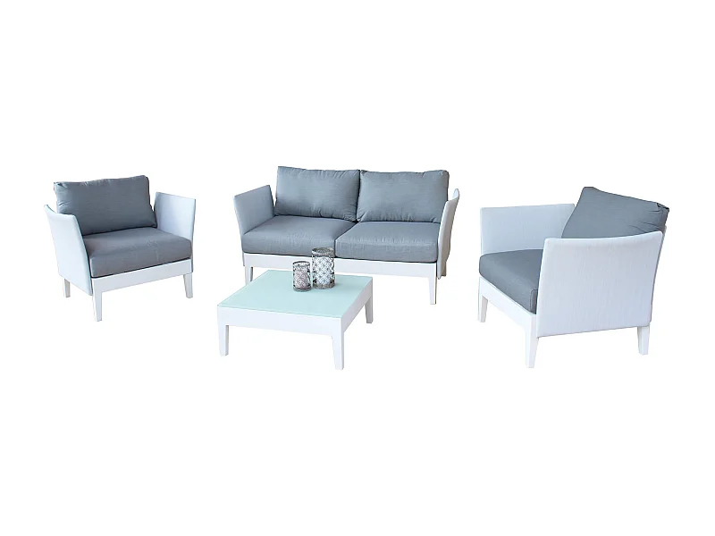 MilaniHome.it - Salotto Da Giardino Set In Alluminio 2 Posti Bianco Per Esterno Giardino Portico Terrazzo Locali Bar Pasticceriedi coloreBianco