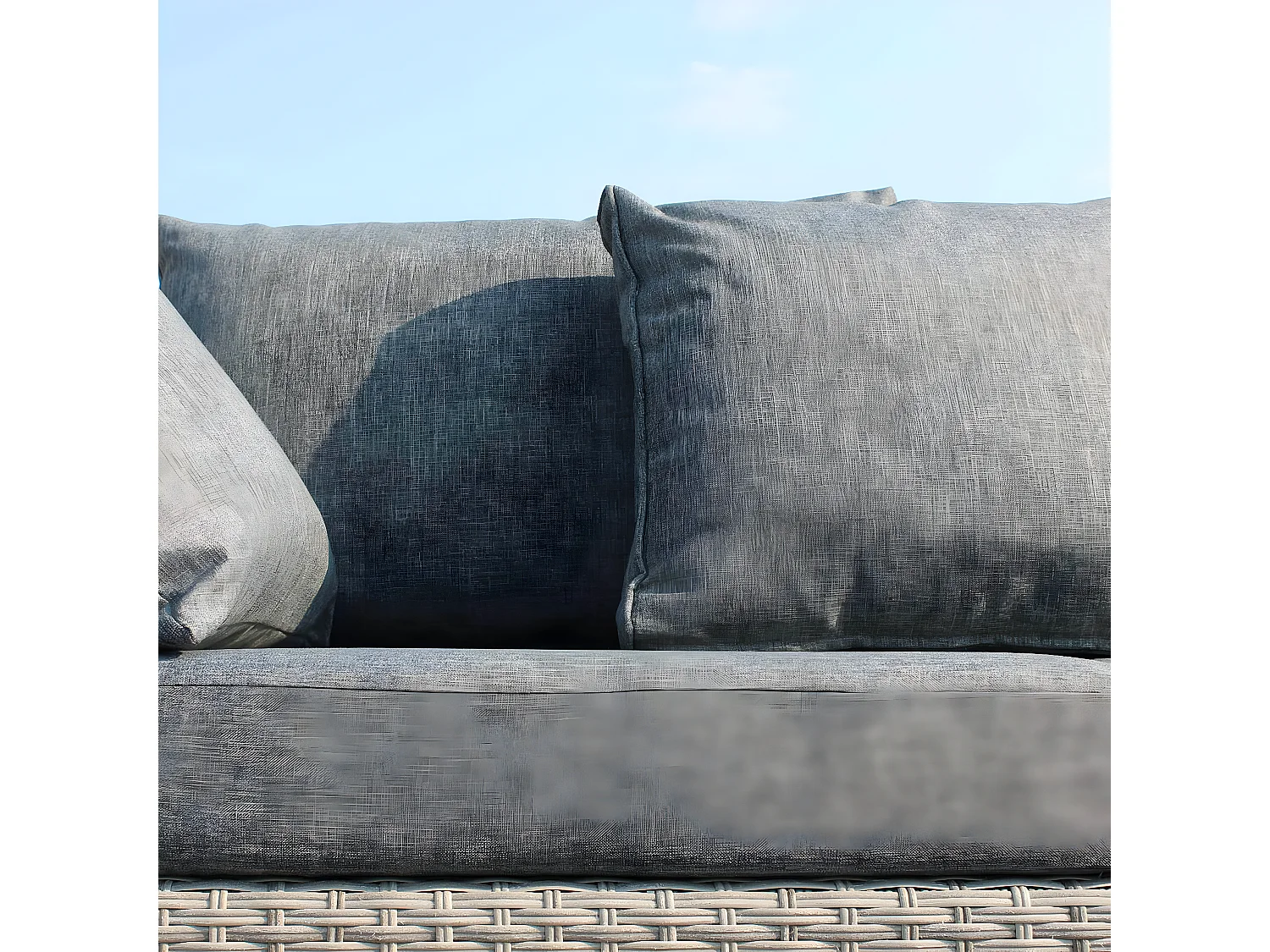 MilaniHome.it - Divano Da Giardino Con Pouf Completo Di Cuscino Intreccio In Rattan Sinteticodi coloreGrigio