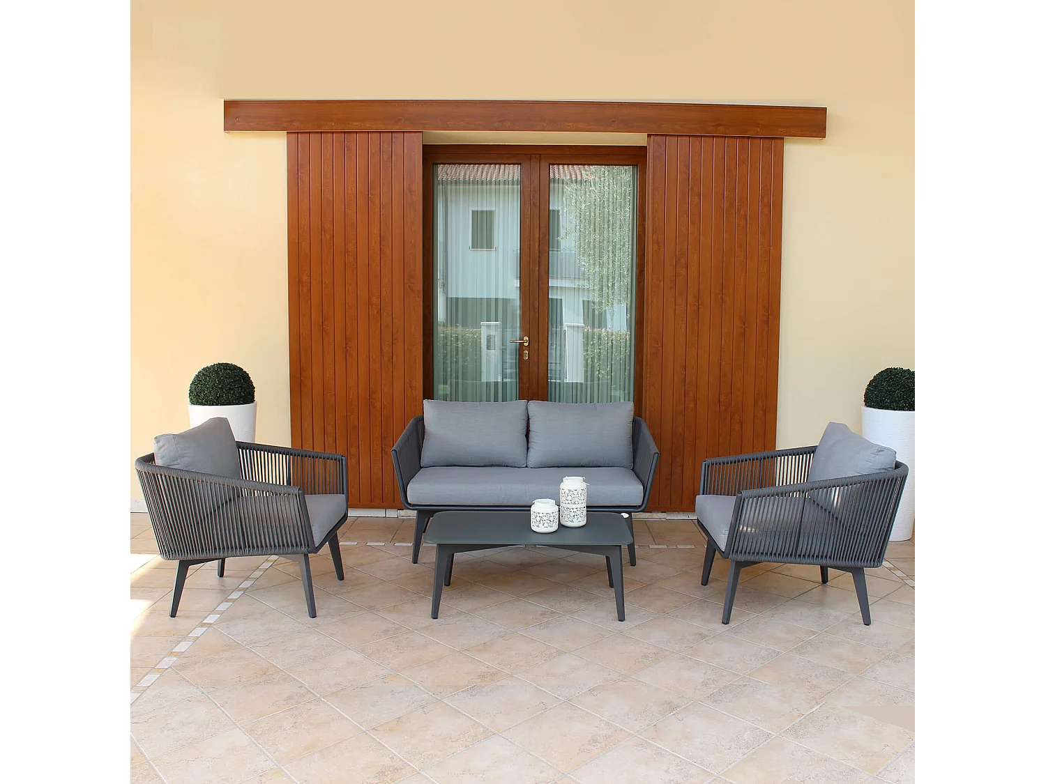 MilaniHome.it - Salotto Da Giardino Set In Alluminio 2 Posti Nero Da Esterno Giardino Portico, Per Locali Bar Pub Hotel Albergodi coloreAntracite