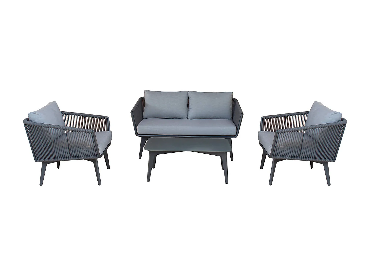 MilaniHome.it - Salotto Da Giardino Set In Alluminio 2 Posti Nero Da Esterno Giardino Portico, Per Locali Bar Pub Hotel Albergodi coloreAntracite