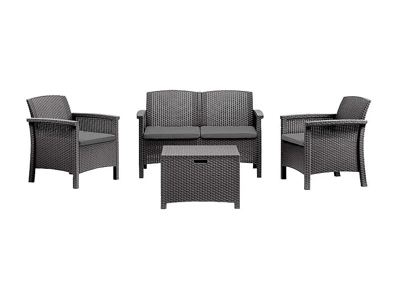 MilaniHome.it - salotto da esterno in resina rattan di design moderno per giardino resistente e impermeabileD.117x64,5x76/P.63x64,5x76/T60x54,5x40,5di coloreNero