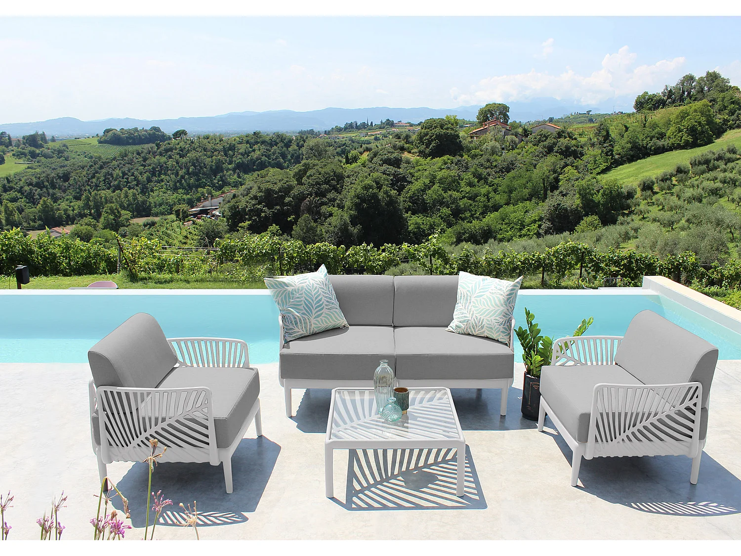 MilaniHome.it - tavolino per salotto modulare di design per esterno giardino cm 70 l x 70 p x 32 hdi coloreBianco