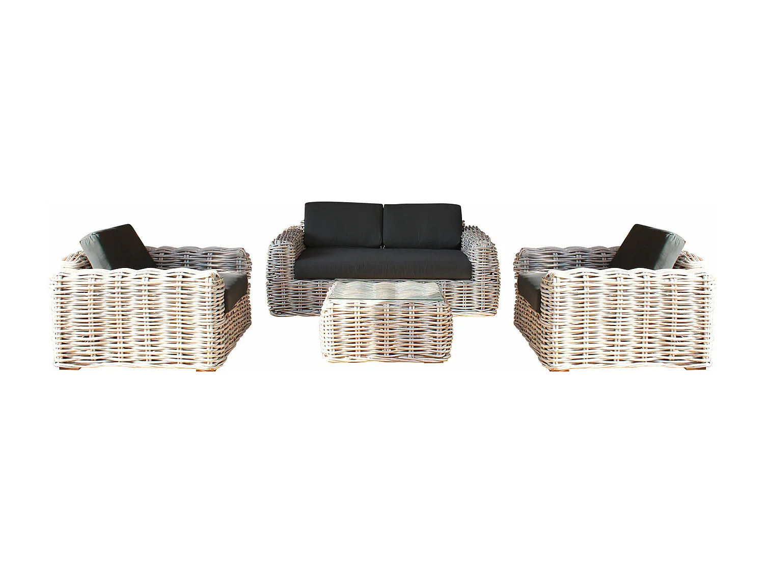 MilaniHome.it - Salotto Da Giardino Completo Di Cuscini Intreccio In Rattan Sinteticodi coloreGrigio