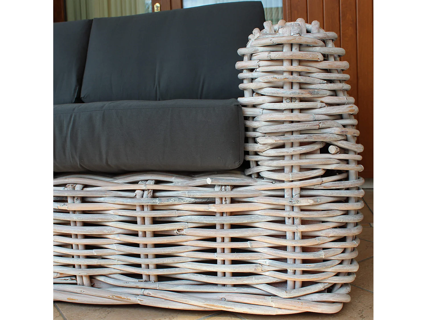 MilaniHome.it - Salotto Da Giardino Completo Di Cuscini Intreccio In Rattan Sinteticodi coloreGrigio