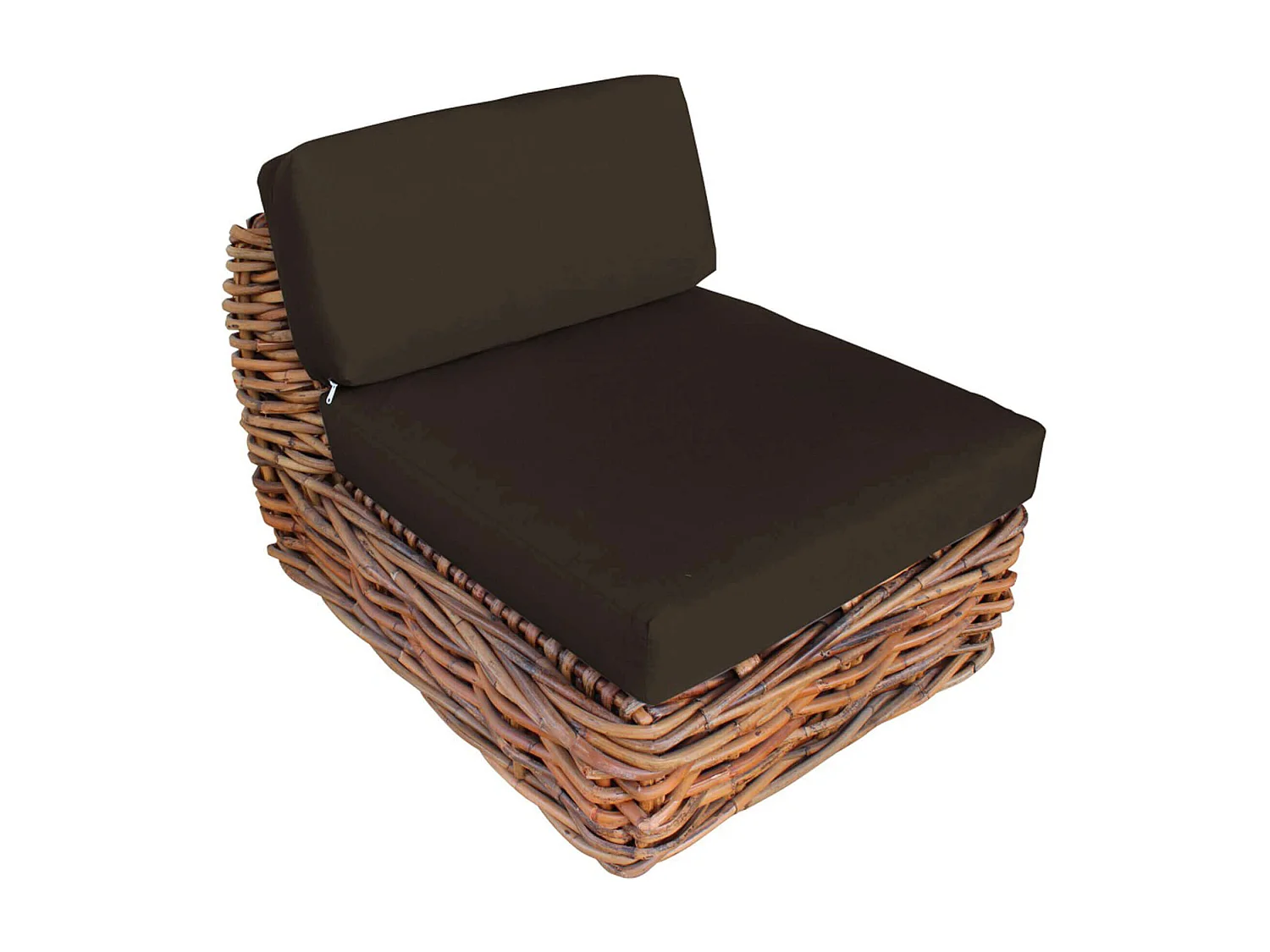 MilaniHome.it - Poltrona Da Giardino Completa Di Cuscino Intreccio In Rattan Naturaledi coloreMarrone