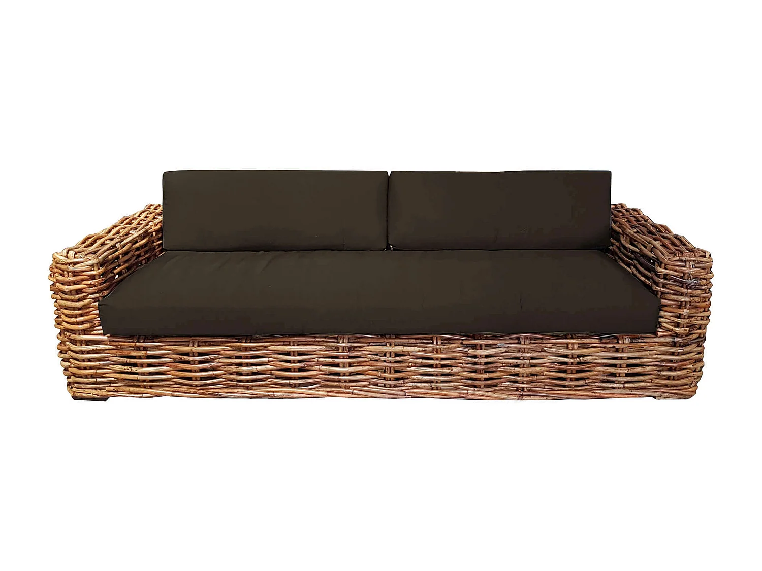 MilaniHome.it - Divano Da Giardino Componibile 3 Posti Completo Di Cuscino Intreccio In Rattan Naturaledi coloreMarrone