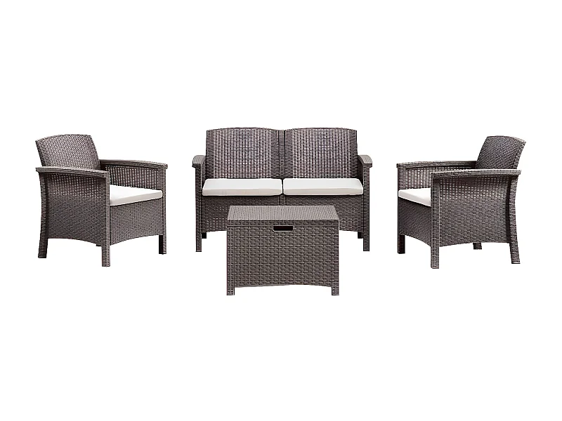 MilaniHome.it - salotto da esterno in resina rattan di design moderno per giardino resistente e impermeabileD.117x64,5x76/P.63x64,5x76/T60x54,5x40,5di coloreTaupe