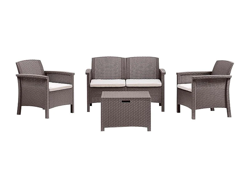 MilaniHome.it - salotto da esterno in resina rattan di design moderno per giardino resistente e impermeabileD.117x64,5x76/P.63x64,5x76/T60x54,5x40,5di coloreTaupe
