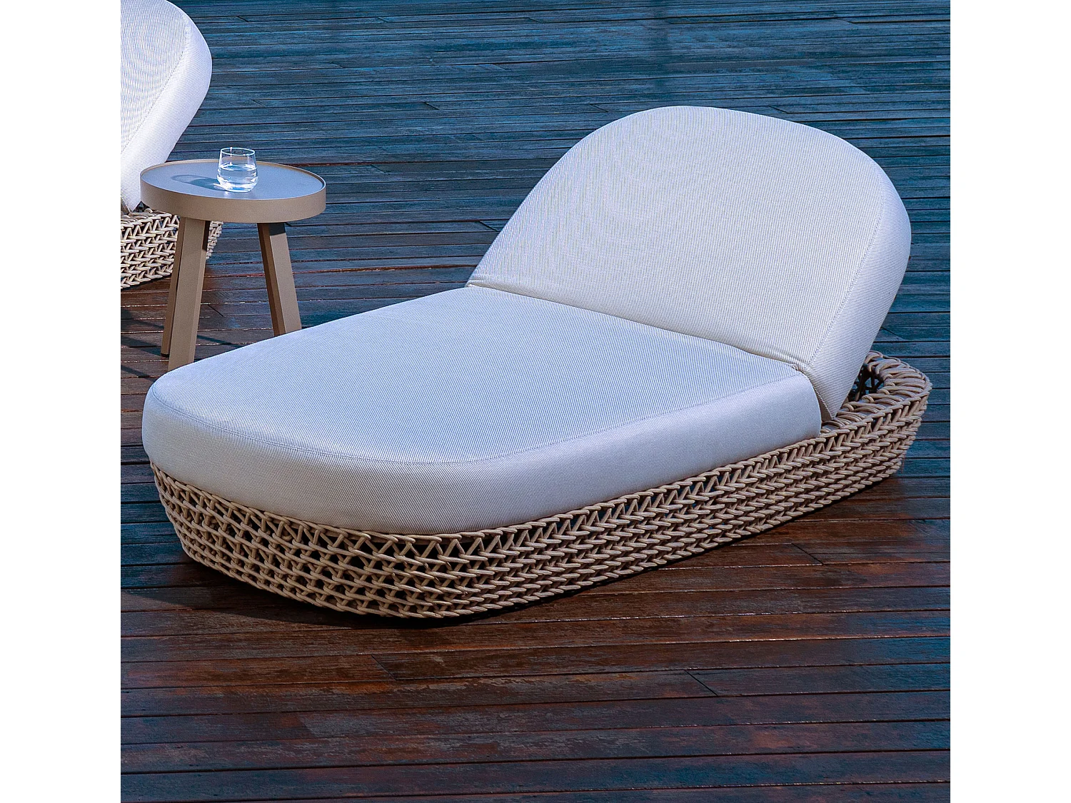 MilaniHome.it - lettino da esterno in alluminio e corda di design per esterno giardino cm 82 l x 205 p x 36 hdi coloreBeige