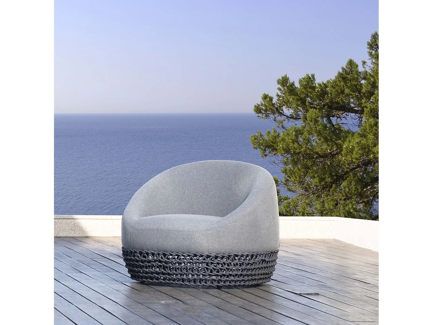 MilaniHome.it - poltrona da esterno in alluminio e corda di design per esterno giardino cm 91 l x 91 p x 73,5 hdi coloreGrigio