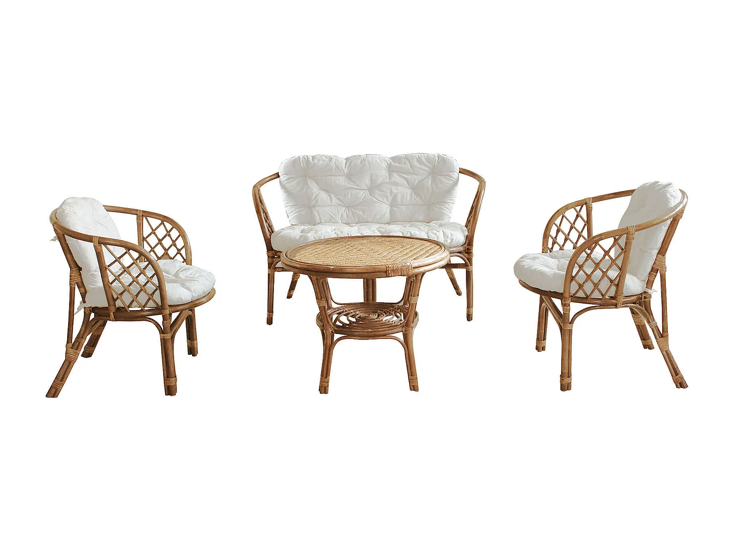 MilaniHome.it - Salotto Da Giardino In Rattan Naturale Alta Qualità Da Esterno Portico Per Locale Bar Agriturismo Hotel Albergo Pasticceriadi coloreMarrone