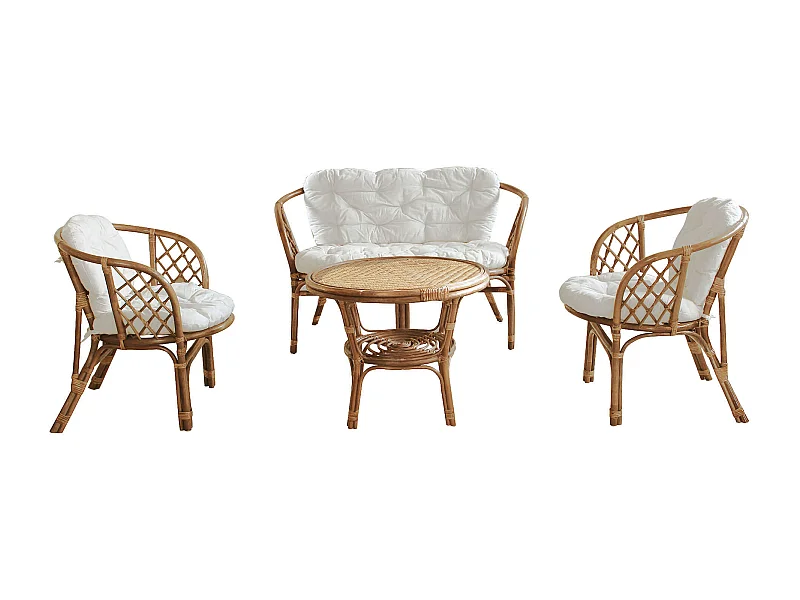 MilaniHome.it - Salotto Da Giardino In Rattan Naturale Alta Qualità Da Esterno Portico Per Locale Bar Agriturismo Hotel Albergo Pasticceriadi coloreMarrone