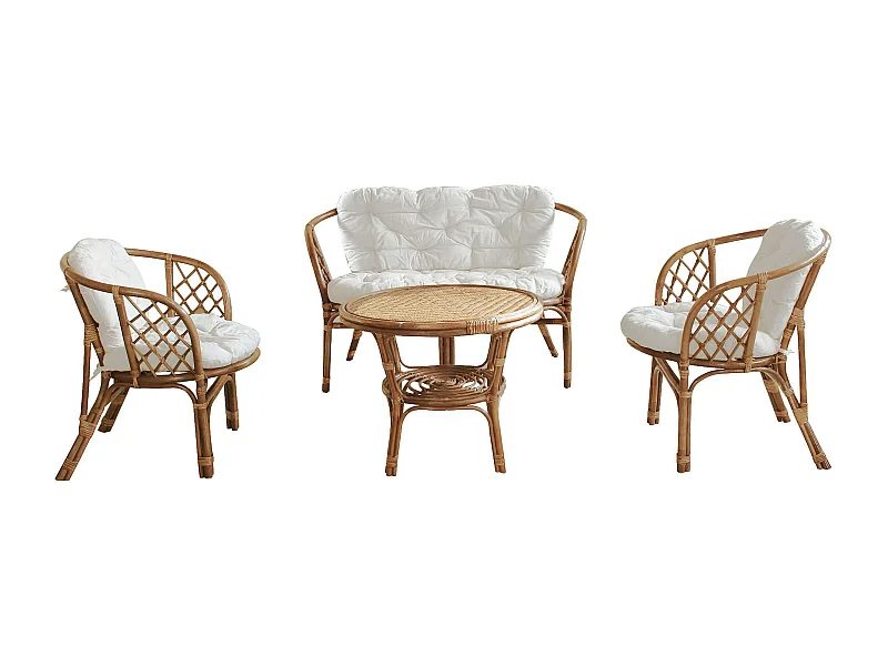 MilaniHome.it - Salotto Da Giardino In Rattan Naturale Alta Qualità Da Esterno Portico Per Locale Bar Agriturismo Hotel Albergo Pasticceriadi coloreMarrone