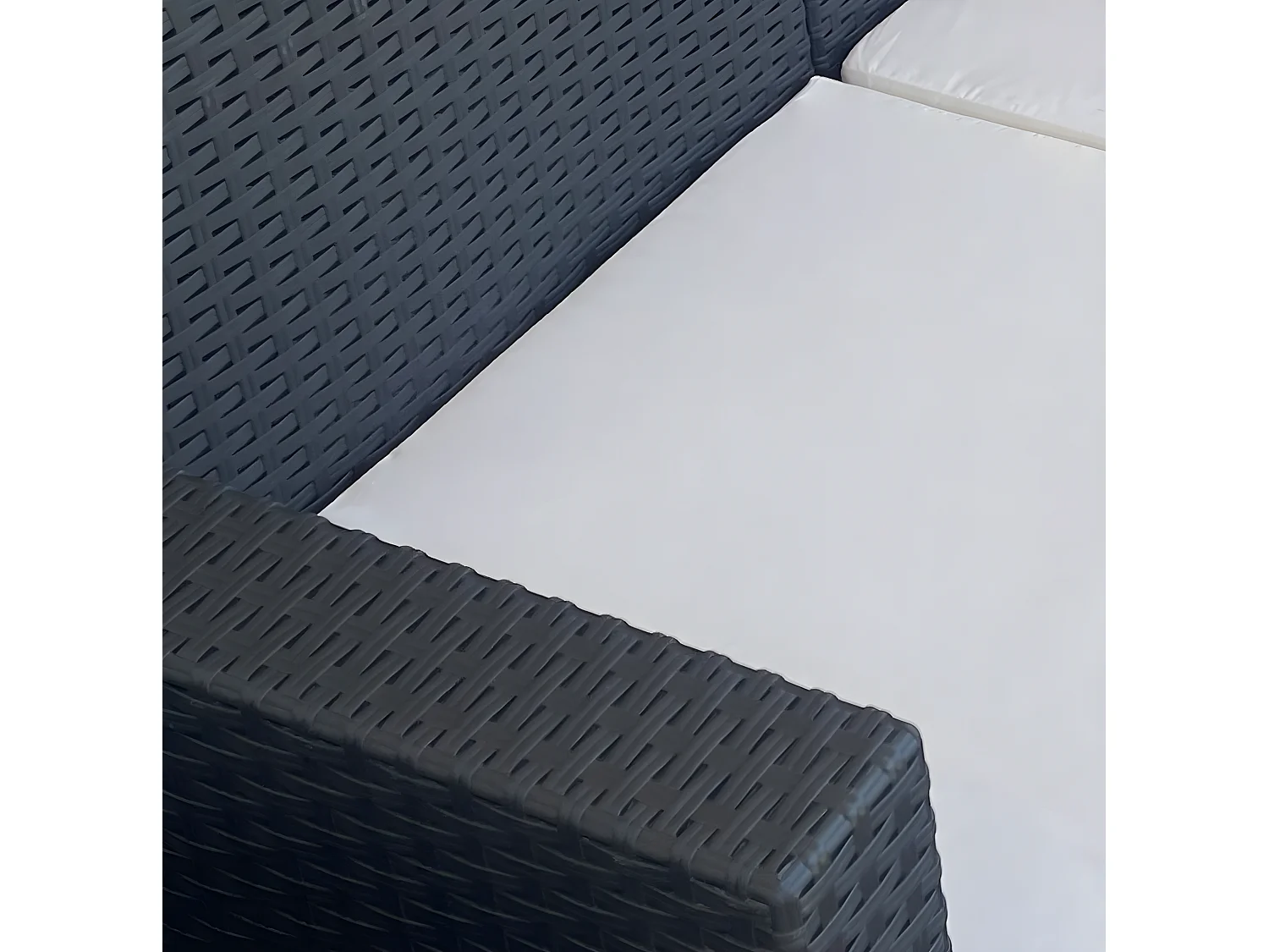 MilaniHome.it - Salotto Da Giardino Set 2 Posti Nero Con Cuscini Grigi Intreccio In Rattan Sintetico Per Esterno Giardinodi coloreNero