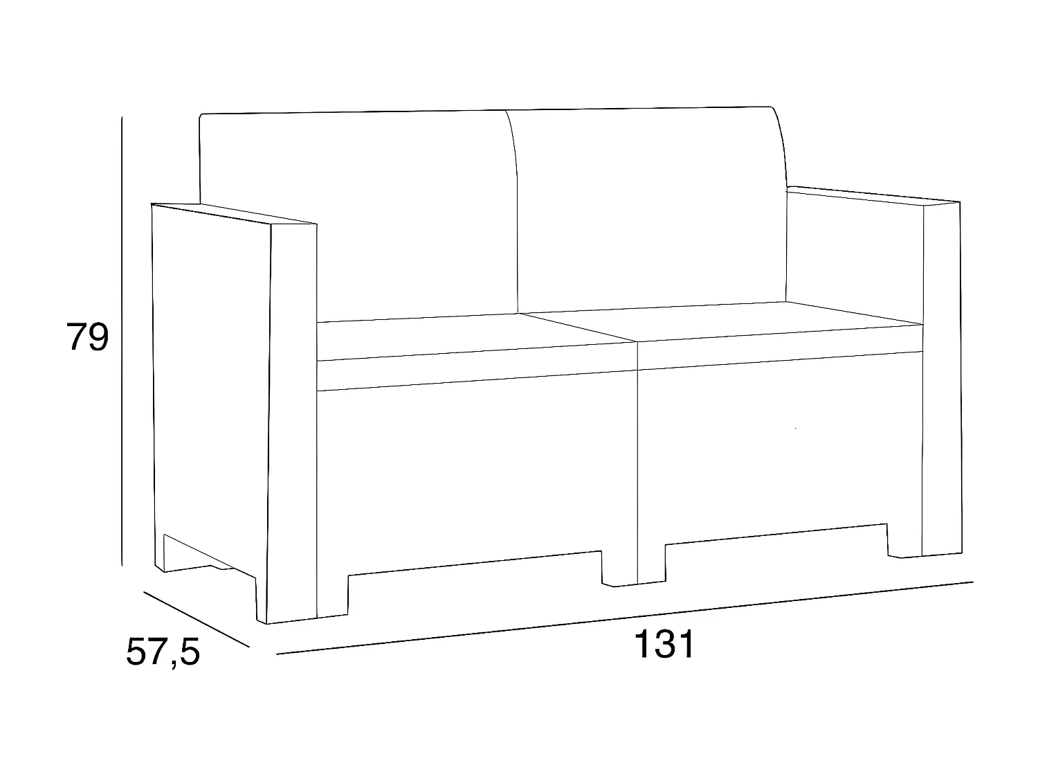 MilaniHome.it - Salotto Da Giardino Set 2 Posti Nero Con Cuscini Grigi Intreccio In Rattan Sintetico Per Esterno Giardinodi coloreNero