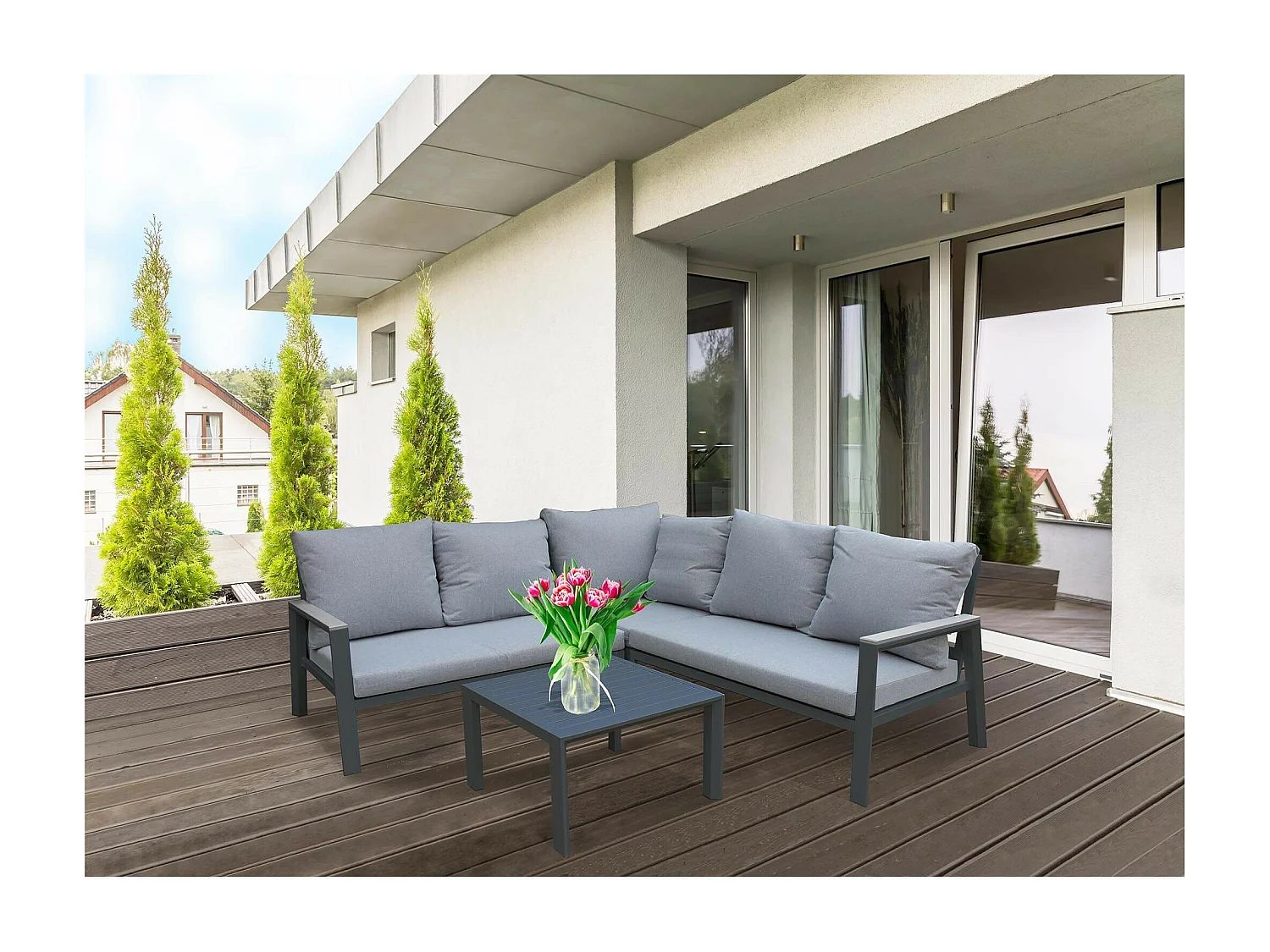 MilaniHome.it - salotto angolare da giardino di design moderno per esterno di coloreAntracite