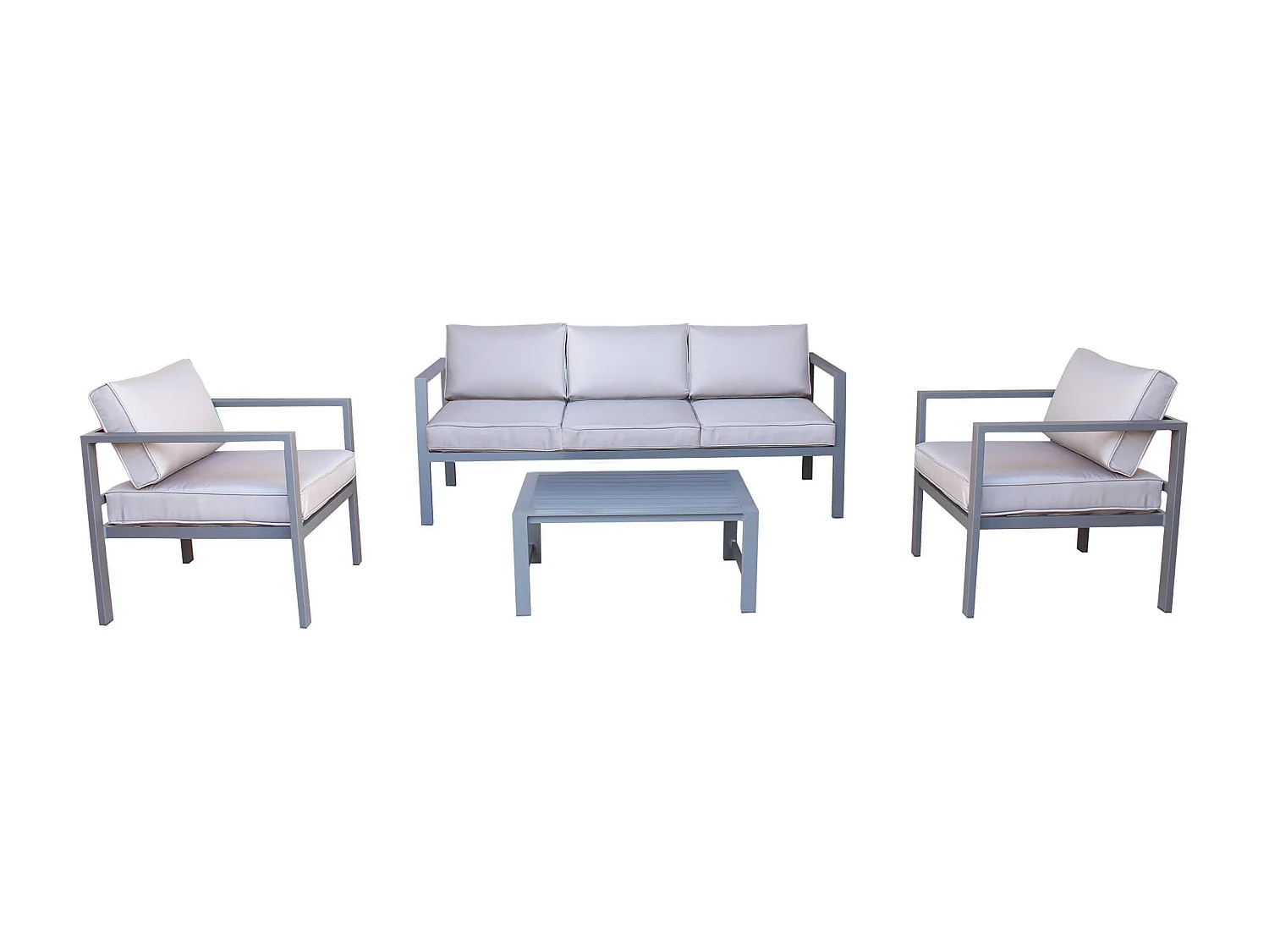 MilaniHome.it - Salotto Da Giardino In Alluminio Antracite Da Esterno Portico Per Locale Bar Agriturismo Hotel Albergo Pasticceriadi coloreTaupe