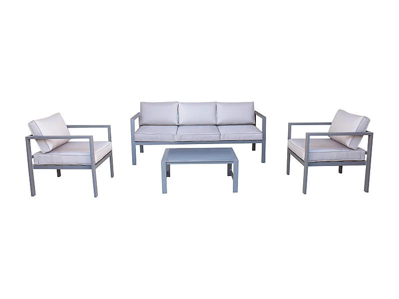 MilaniHome.it - Salotto Da Giardino In Alluminio Antracite Da Esterno Portico Per Locale Bar Agriturismo Hotel Albergo Pasticceriadi coloreTaupe