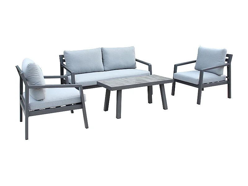 MilaniHome.it - salotto da giardino in alluminio 4 posti per esterno D.150x75x75/P.69x75x75/T.100x50x45di coloreAntracite