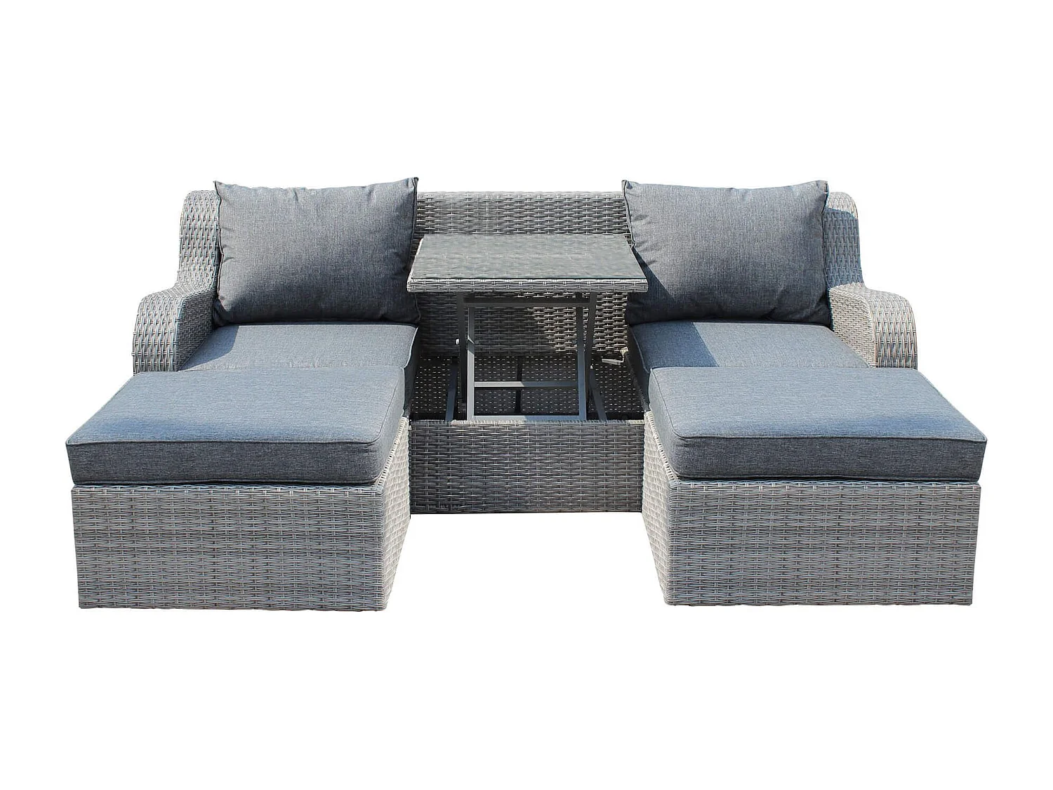MilaniHome.it - Divano Da Giardino Con 2 Pouf Completo Di Cuscino Intreccio In Rattan Sinteticodi coloreGrigio