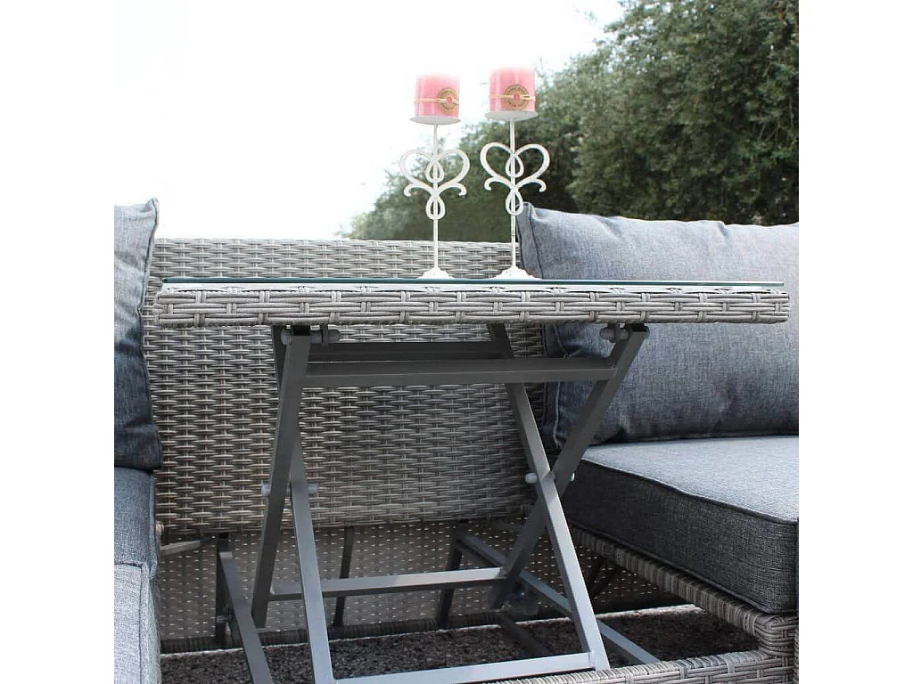 MilaniHome.it - Divano Da Giardino Con 2 Pouf Completo Di Cuscino Intreccio In Rattan Sinteticodi coloreGrigio