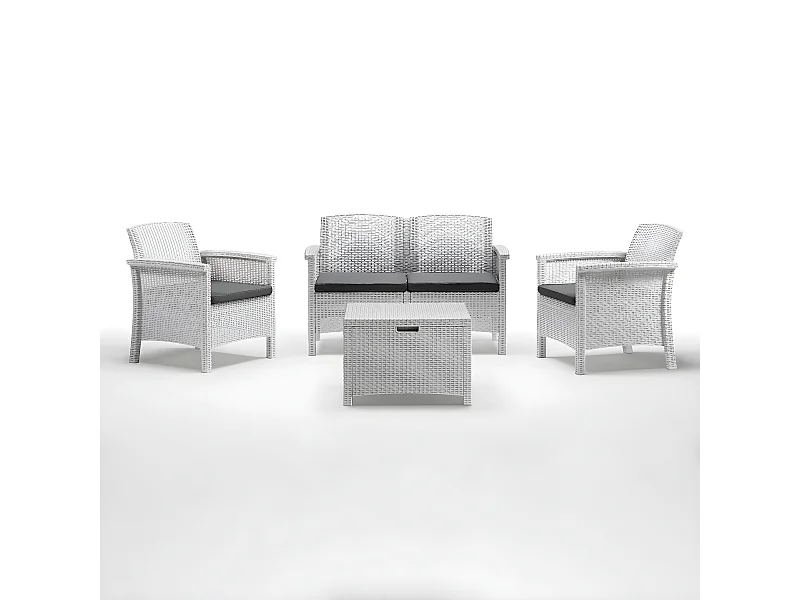 MilaniHome.it - salotto da esterno 4 posti in resina di design per esterno giardinodi coloreBianco